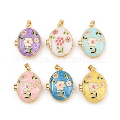 Brass Enamel Locket Pendants&nbsp;KK-P335-02G