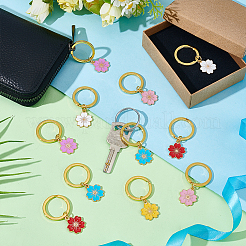 24Pcs 6 Colors Alloy Enamel Flower Keychain&nbsp;KEYC-NB00013