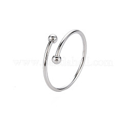 Non-Tarnish 304 Stainless Steel Double Beaded Thin Open Cuff Rings&nbsp;LS-RJEW-N038-048P