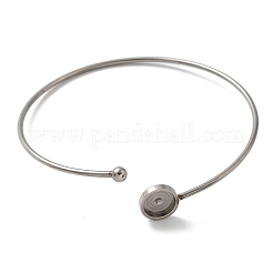 304 Stainless Steel Cuff Blank Bangle Bases with Round Tray&nbsp;STAS-Z088-04B-P