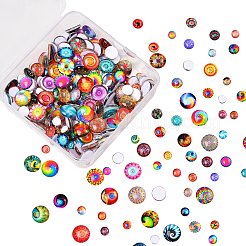 280Pcs 4 Styles Flat Back Glass Cabochons&nbsp;GGLA-SZ0001-32