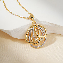 Geometric Brass Pave Clear Cubic Zirconia Hollow Pendant Necklaces for Valentine's Day&nbsp;SO4110-1