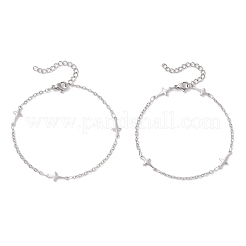 304 Stainless Steel Cross Link Bracelets for Women&nbsp;BJEW-JB12360-01