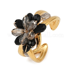 304 Stainless Steel Adjustable Cuff Rings with Glass Crystal&nbsp;RJEW-V010-05G