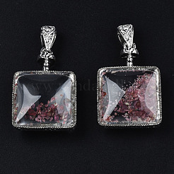 Transparent Glass Square Pendants&nbsp;GLAA-S199-006