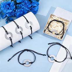 24Pcs Aluminum Disc Link Braided Bead Bracelets&nbsp;BJEW-PH01992