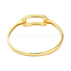 Brass Micro Pave Clear Cubic Zirconia Hollow Rectangle Hinged Bangles for Woman&nbsp;BJEW-M312-03C-G