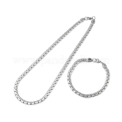 304 Stainless Steel Box Chain Necklaces & Bracelets Sets&nbsp;SJEW-D091-12P