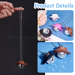 4Pcs 4 Colors Plastic Cap with Glass Disco Ball Pendant Necklace with Iron Ball Chains&nbsp;NJEW-GA0001-06