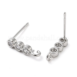 Brass Micro Pave Cubic Zirconia Studs Earring Findings&nbsp;KK-K364-08P