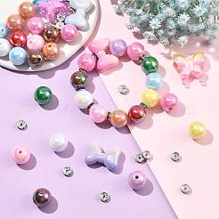 Round & Butterfly & Bowknot Acrylic & Brass Rhinestone Spacer Beads Findings Kits&nbsp;MACR-FS0002-46