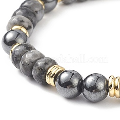 4Pcs 4 Style Natural Larvikite & Synthetic Hematite Stretch Bracelets Set with Cubic Zirconia Column Beaded&nbsp;BJEW-JB08830