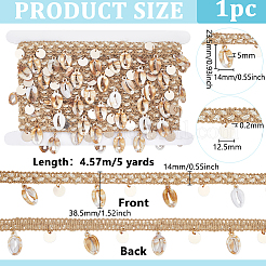 5 Yards Polyester Thread & Plastic Shell Beaded Trim Ribbon&nbsp;OCOR-PH0007-74B