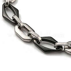 Non-Tarnish Two Tone 201 Stainless Steel Oval & Rhombus Link Chain Bracelet&nbsp;BJEW-B078-46BP