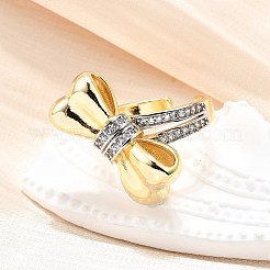Brass Micro Pave Clear Cubic Zirconia Cuff Rings for Women&nbsp;RJEW-U051-01B-G