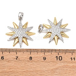 Brass Micro Pave Clear Cubic Zirconia Pendants&nbsp;KK-G543-10GP-03