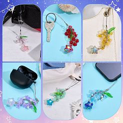 Brass & Acrylic & Glass Mobile Straps&nbsp;HJEW-SW00167-02