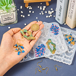2Pcs 2 Style Mushroom & Leaf Earring Pendant Silicone Molds&nbsp;DIY-TA0005-43