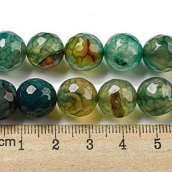 Faceted Natural Dragon Veins Agate Beads Strands&nbsp;G-F447-12mm-P04