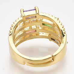 Adjustable Brass Micro Pave Cubic Zirconia Finger Rings&nbsp;RJEW-S044-005