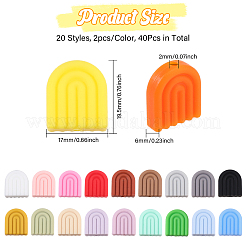 40Pcs 20 Styles Rainbow Arch Food Grade Eco-Friendly Silicone Focal Beads&nbsp;SIL-CA0003-29