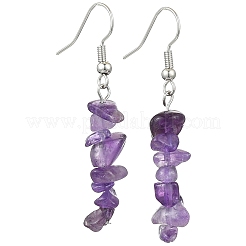 Natural Amethyst & Fluorite & Blue Lace Agate Chip Dangle Earrings Set for Women&nbsp;EJEW-JE06245-04