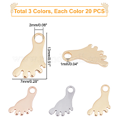 60Pcs 3 Colors 304 Stainless Steel Charms&nbsp;STAS-UN0029-45