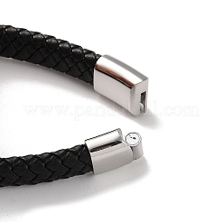 Men's Braided Black PU Leather Cord Bracelets&nbsp;BJEW-K243-32AS
