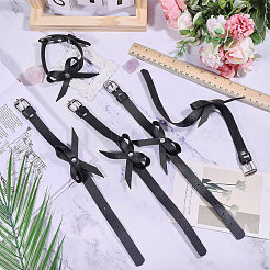 3 Pairs Adjustable PU Leather Bowknot Anklets&nbsp;AJEW-PH0007-82