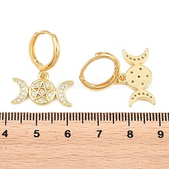 Brass Micro Pave Cubic Zirconia Hoop Dangle Earrings&nbsp;EJEW-G471-52G