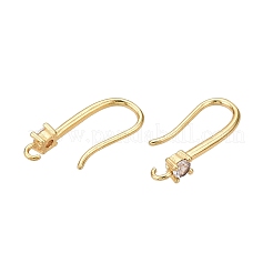 Brass Micro Pave Clear Cubic Zirconia Earring Hooks&nbsp;ZIRC-R112-06G