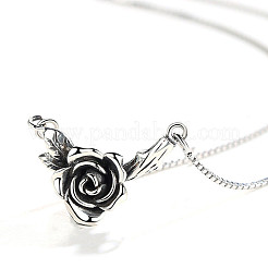 Vintage Brass Rose Flower Pendant Necklaces for Women&nbsp;WGA801E-01