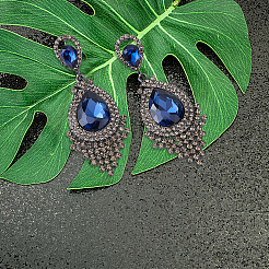 3 Pairs 3 Colors Glass Teardrop Dangle Stud Earrings&nbsp;EJEW-FI0001-88