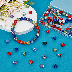 10mm Disco Ball Clay Beads Mixed Colors Pave Rhinestones Spacer Round Beads&nbsp;RB-PH0003-10mm-M