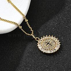 Brass Clear Cubic Zirconia Pendant Necklaces for Women&nbsp;NJEW-A039-02E-G
