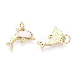 Brass Micro Pave Clear Cubic Zirconia Pendants&nbsp;KK-T080-72G