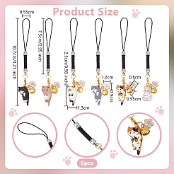 6Pcs Alloy Enamel Cat Pendants Decoration&nbsp;HJEW-PH01490
