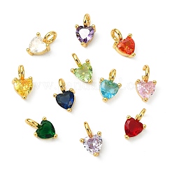 12Pcs 12 Colors Birthstone Brass Micro Pave Cubic Zirconia Charms&nbsp;ZIRC-CJ0003-35