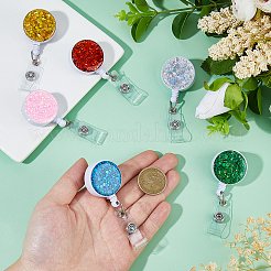 6Pcs 6 Colors Glitter ABS Plastic Badge Reel&nbsp;FIND-DC0007-69
