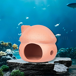 Ceramics Shrimp Fish Hiding House Ornaments&nbsp;AJEW-GF0014-49