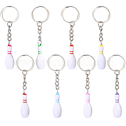16Pcs 8 Colors Alloy Resin Pendant Keychain&nbsp;KEYC-SP0001-36