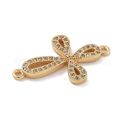Rack Plating Brass Micro Pave Clear Cubic Zirconia Flower Connector Charms&nbsp;KK-A234-062G