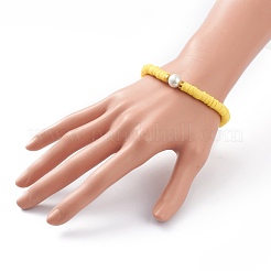 Handmade Polymer Clay Heishi Beads Stretch Bracelets&nbsp;BJEW-JB05759-02