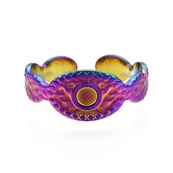 304 Stainless Steel Oval with Evil Eye Cuff Ring&nbsp;RJEW-N038-095