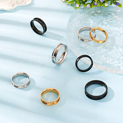12Pcs 6 Size 201 Stainless Steel Grooved Finger Ring Settings&nbsp;RJEW-TA0001-05G