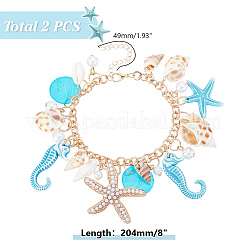 2Pcs Alloy Rolo Chain Charm Bracelets for Women&nbsp;BJEW-HY0001-04