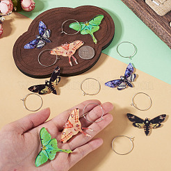 4 Pairs 4 Colors Butterfly Alloy & Acrylic Hoop Earrings&nbsp;EJEW-TA0001-88B