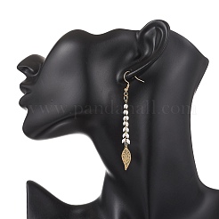 Leaf 201 Stainless Steel Dangle Earrings&nbsp;EJEW-JE06831