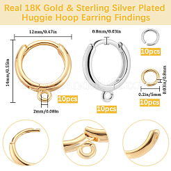20Pcs Brass Huggie Hoop Earring Findings&nbsp;KK-BBC0025-13