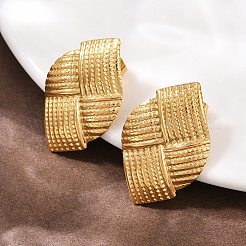 304 Stainless Steel Woven Stud Earrings&nbsp;EJEW-I320-08G